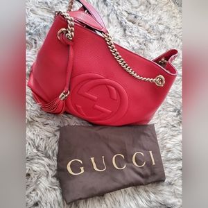 GUCCI Soho Chain Strap Shoulder Bag Leather